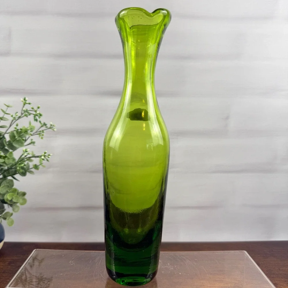 Blenko 64B Olive Green Glass Bud Vase